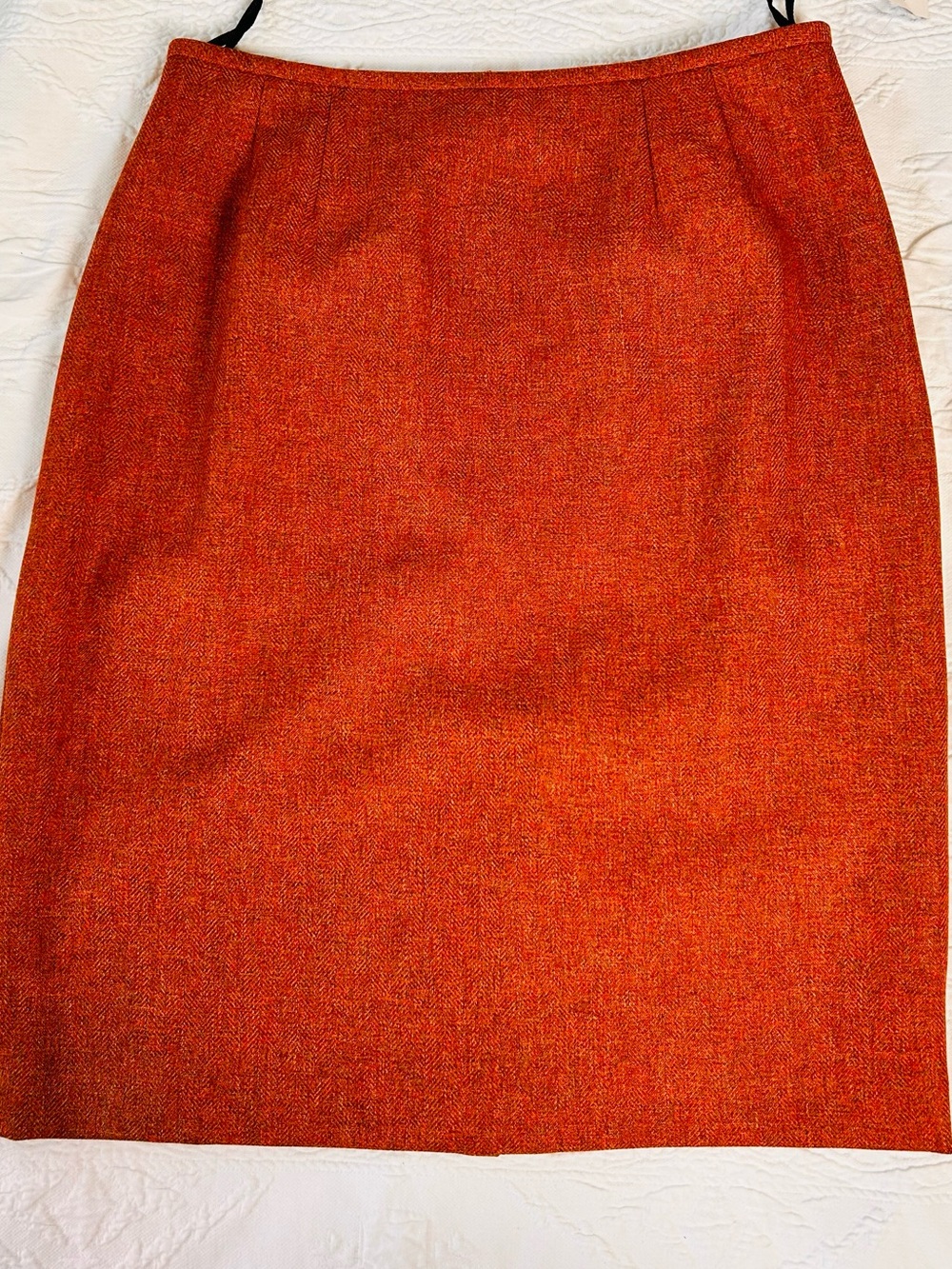 Le Suit Orange Tweed Pencil Skirt